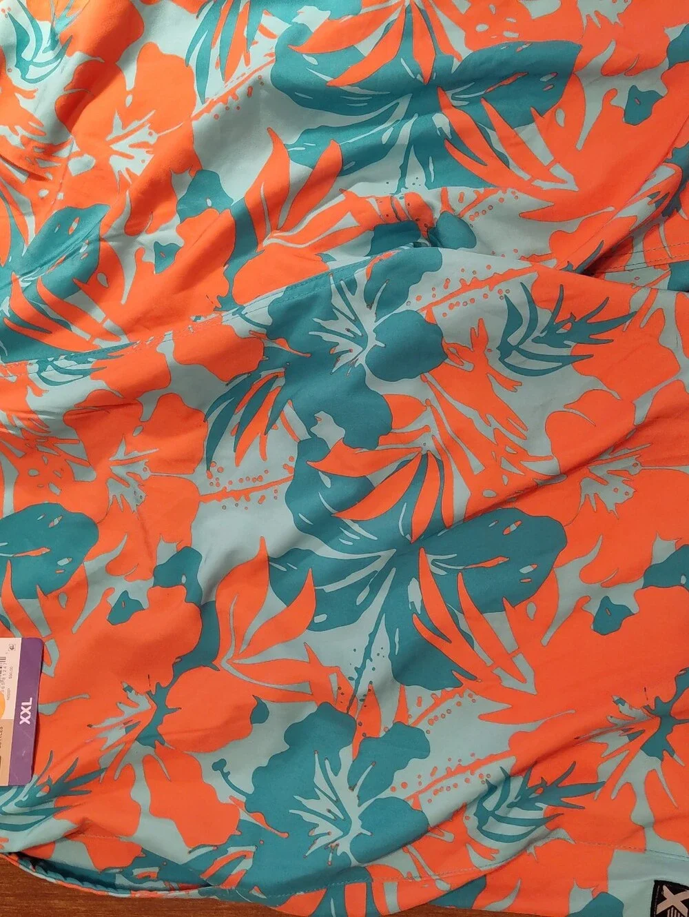 Tropical Floral Swim Trunks in Coral & Teal